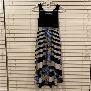 Girls Size M Black/White Floral High-Low Dress